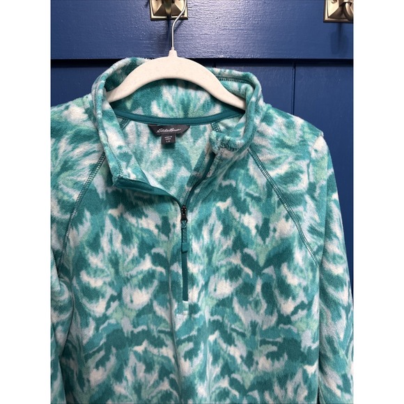 EDDIE BAUER (Large) Womens 1/4 Zip Polar Fleece Pullover Top Ikat Fabric - Picture 6 of 14